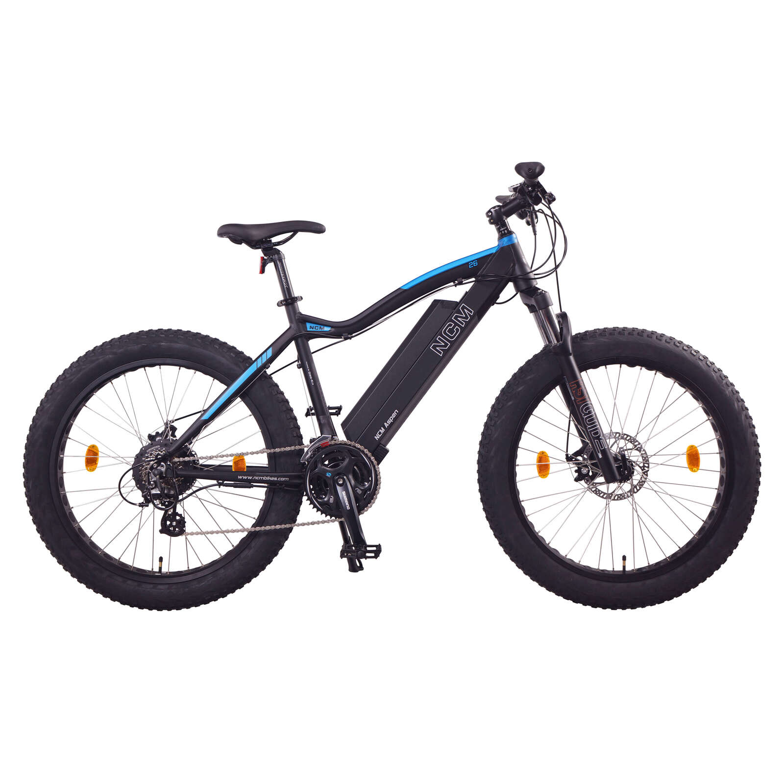 NCM Aspen Plus Fat Electric Mountain Bike 300W 750W E MTB 48V 16Ah 768Wh Battery Black 26